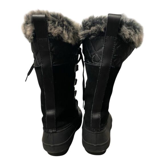 Khombu Colby Tall Black Suede Faux Fur Waterproof Duck Boots 10 - Picture 8 of 14